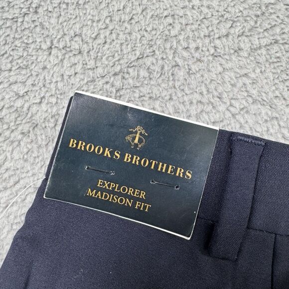 Brooks Brothers Pants Men’s 36x30 Explorer Madison Navy Blue Wool Stretch - Picture 10 of 13